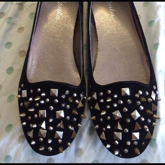 Black Spiked and Studded Ballet Flats