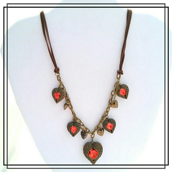 Winged Red Crystal Heart Necklace - Picture 2 of 2