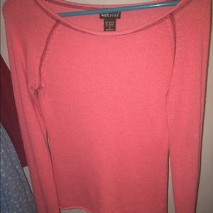 Pink sweater with black stiching