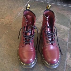 Matte red doc martens