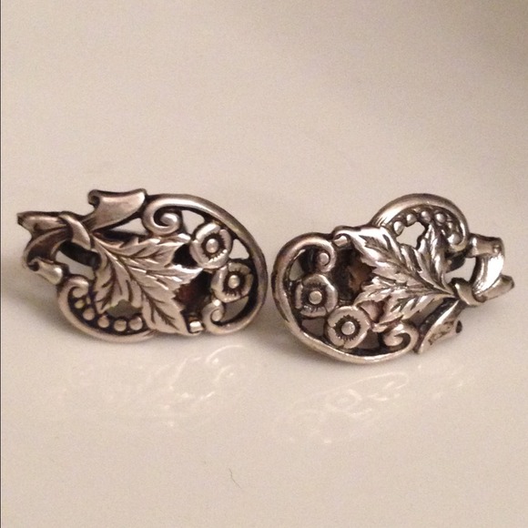 Vintage Sterling silver antique floral earrings