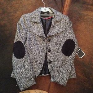 Black and white tweed blazer