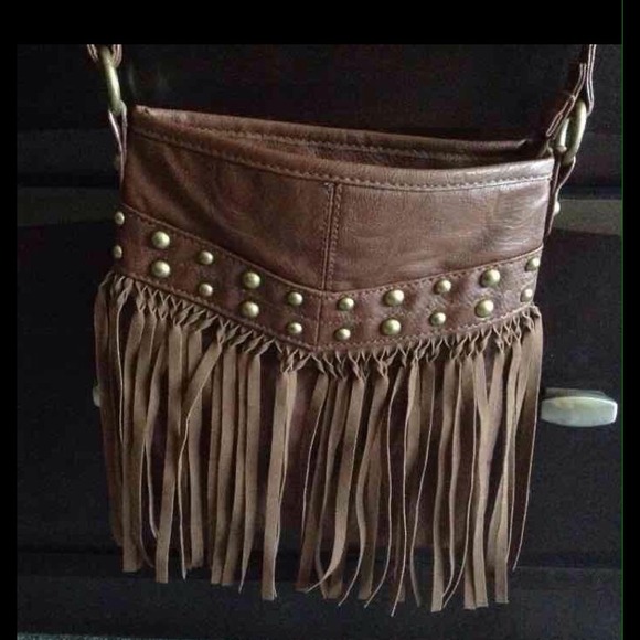 Brown fringe purse