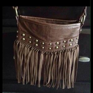 Brown fringe purse