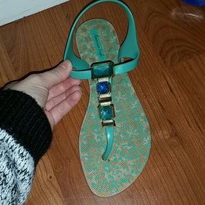 Green jeweled sandals!