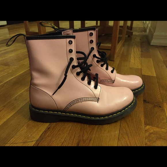 pink patent doc martens size 10