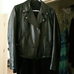 Uniqlo Black Faux Leather Motorcycle Jacket