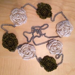 Long necklace crochet flowers handmade