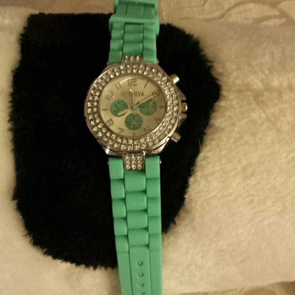 NWOT Geneva teal and crystal encrusted watch - Picture 2 of 2