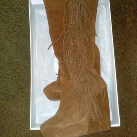 REDUCED Steve Madden suede fringe over knee boots