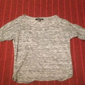 Gray mixed knit top