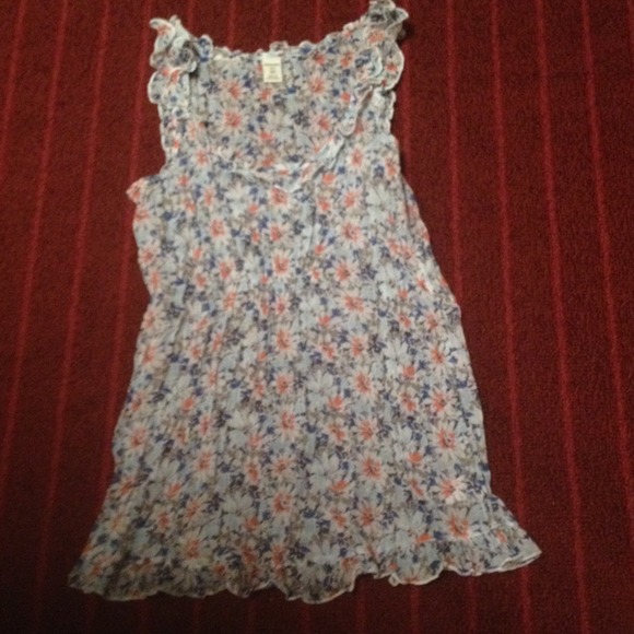 Old navy blue and red flowered tank top