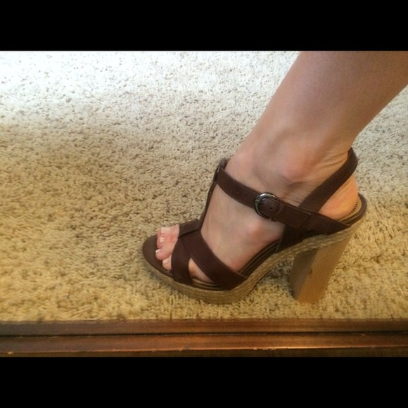 Brown high heel sandals