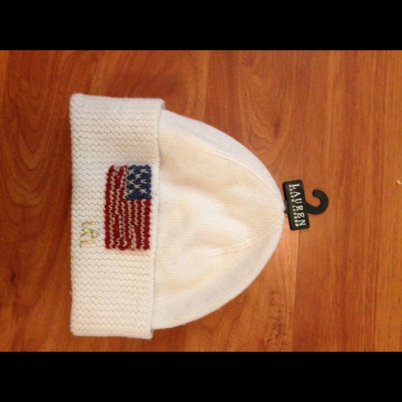 Ralph Laurent off white Bennie with American flag.