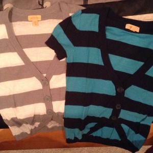 2 short sleeve stripe sweaters