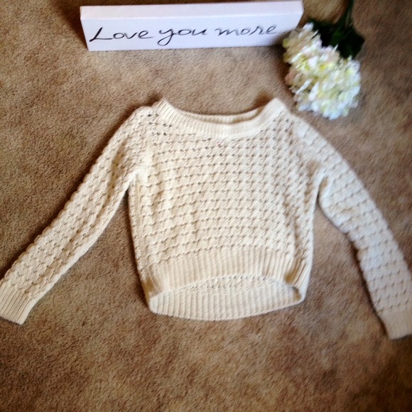 White open knit crop sweater