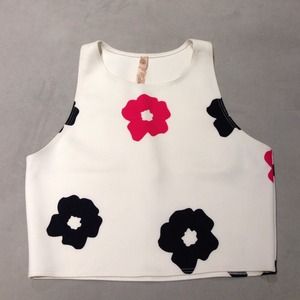 White Floral Crop Top
