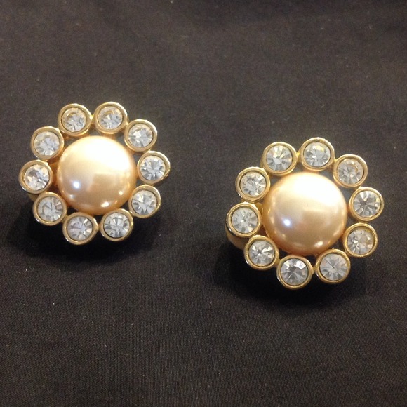 Erwin Pearl rihnstone and faux pearl earrings