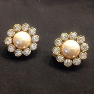 Erwin Pearl rihnstone and faux pearl earrings