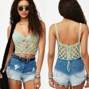 SALE!! UNIF CROCHET TOP RAINBOW RARE