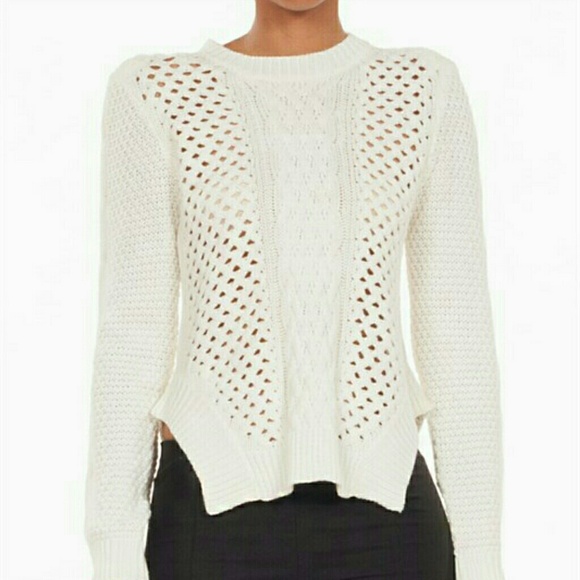 Woven shoulder pad sweater