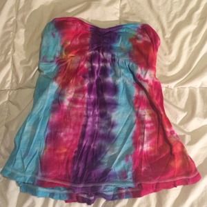 Hand made tie dye strapless shirt