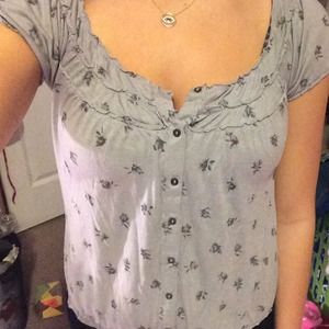 American eagle grey + floral blouse size M & XS