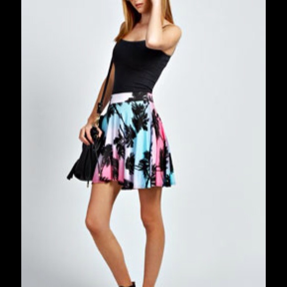 Tropical Print Skater Skirt