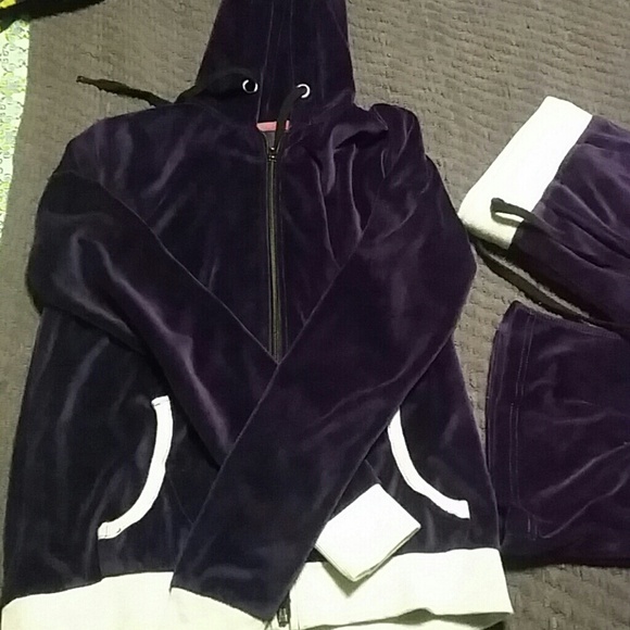 Royal purple velour sweat suit.