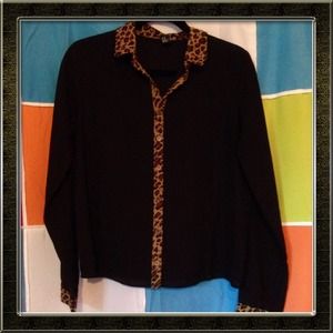 Dressy Cheetah and Black Blouse