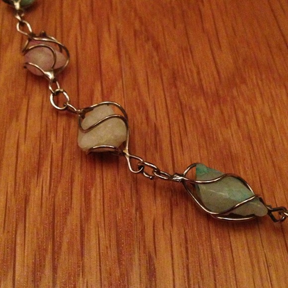 Silver necklace with multi-colored stones - Picture 2 of 2