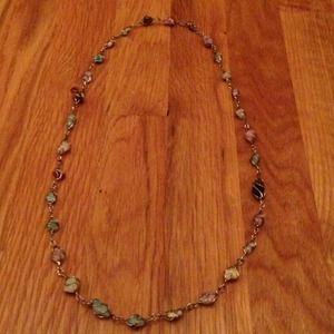 Silver necklace with multi-colored stones
