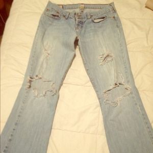 Distressed light wash jeans