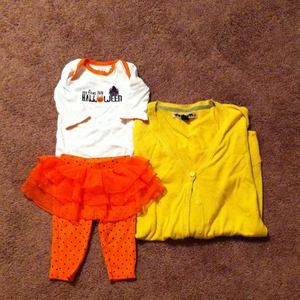 Bundled baby girl outfit and Volcom sweater