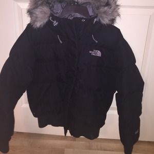 Black north face bubble winter jacket women's