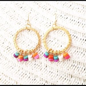 Gold Hoop Boho Earrings.