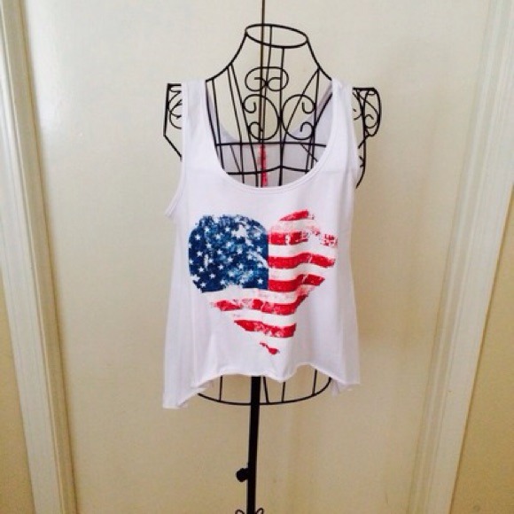 New American Flag Heart Tank