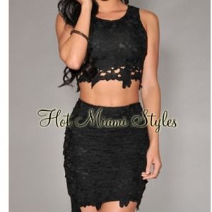 Black lace two piece set