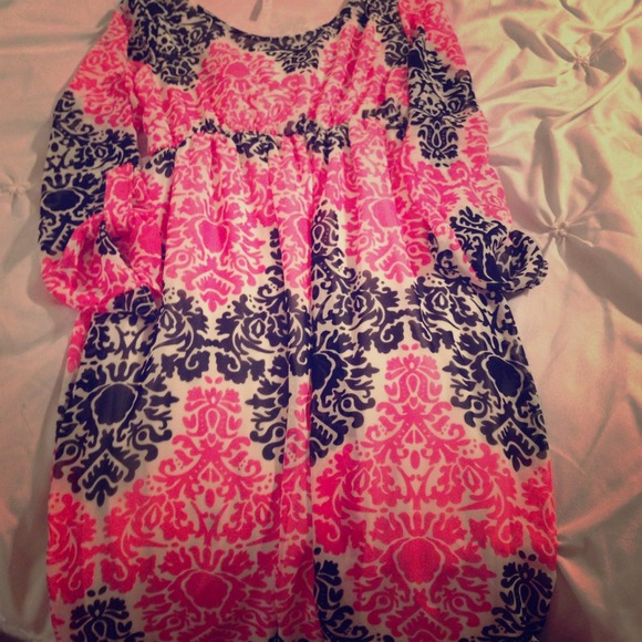 Pink and black maternity dress