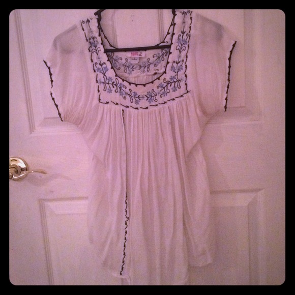 Embroidered peasant top