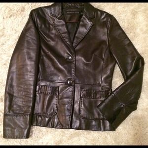 Kenneth Cole Leather Blazer/Jacket, M. Black