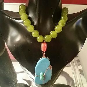 Coral and torqouise Handmade neckless