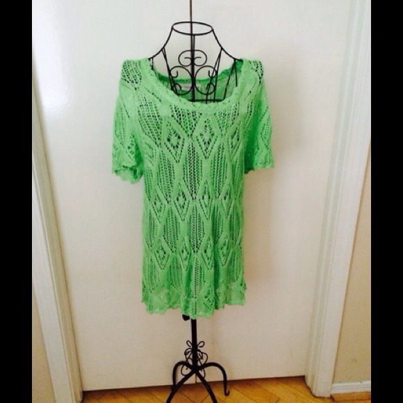 NWOT Lime Green Crochet Top