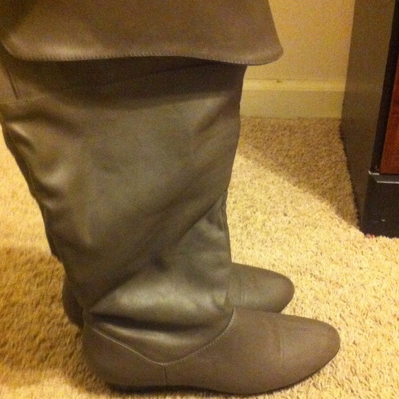 Gray Knee High Boots