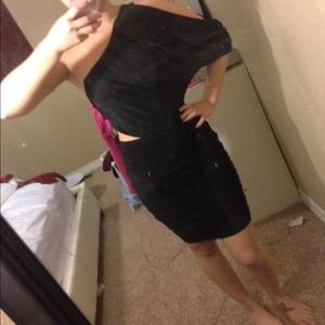 New sexy classy black dress cutout one shoulder