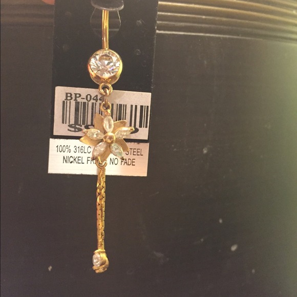 Gold flower belly ring