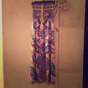 Multi-colored strapless dress