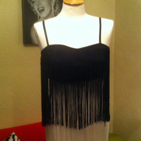 Black Fringe Tube Top