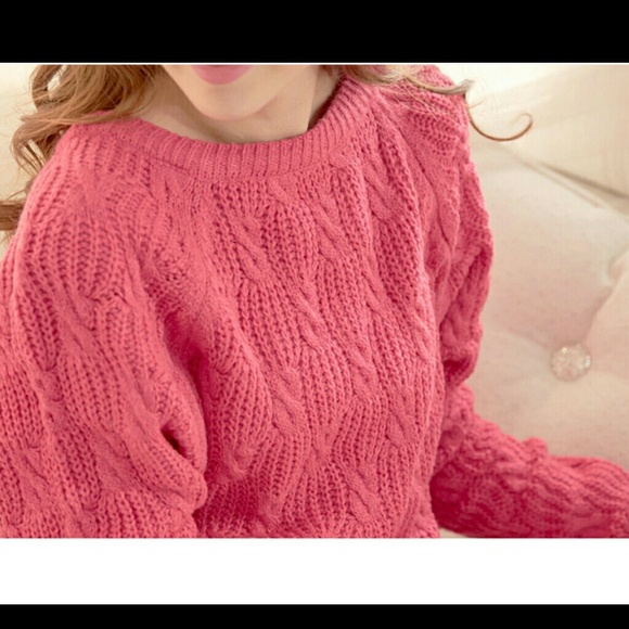 Texture knit sweater in rosy pink - Picture 3 of 4