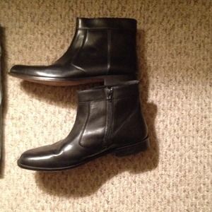 MENS 13 BOSTONIAN BLACK ZIP LEATHER BOOTS